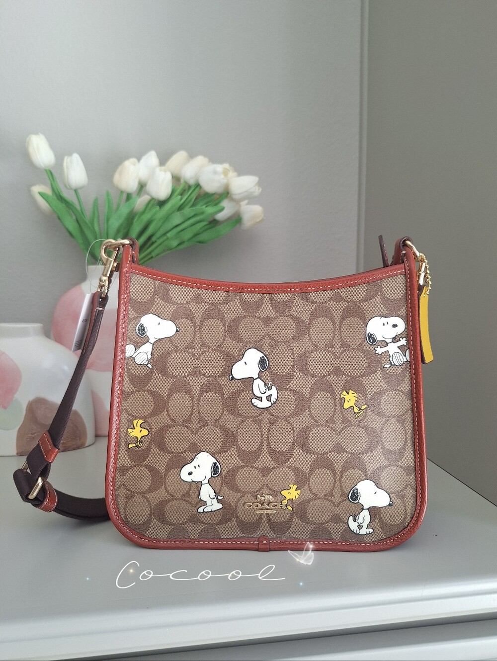 🐶 Coach X Peanuts Dempsey File Bag Signature Canvas With Snoopy Woodstock Print